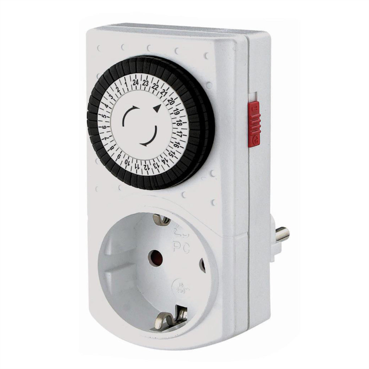 Bachmann Mechanische Zeitschaltuhr (DIN-Schiene) – 24h, 230 V, 16 A – Weiss