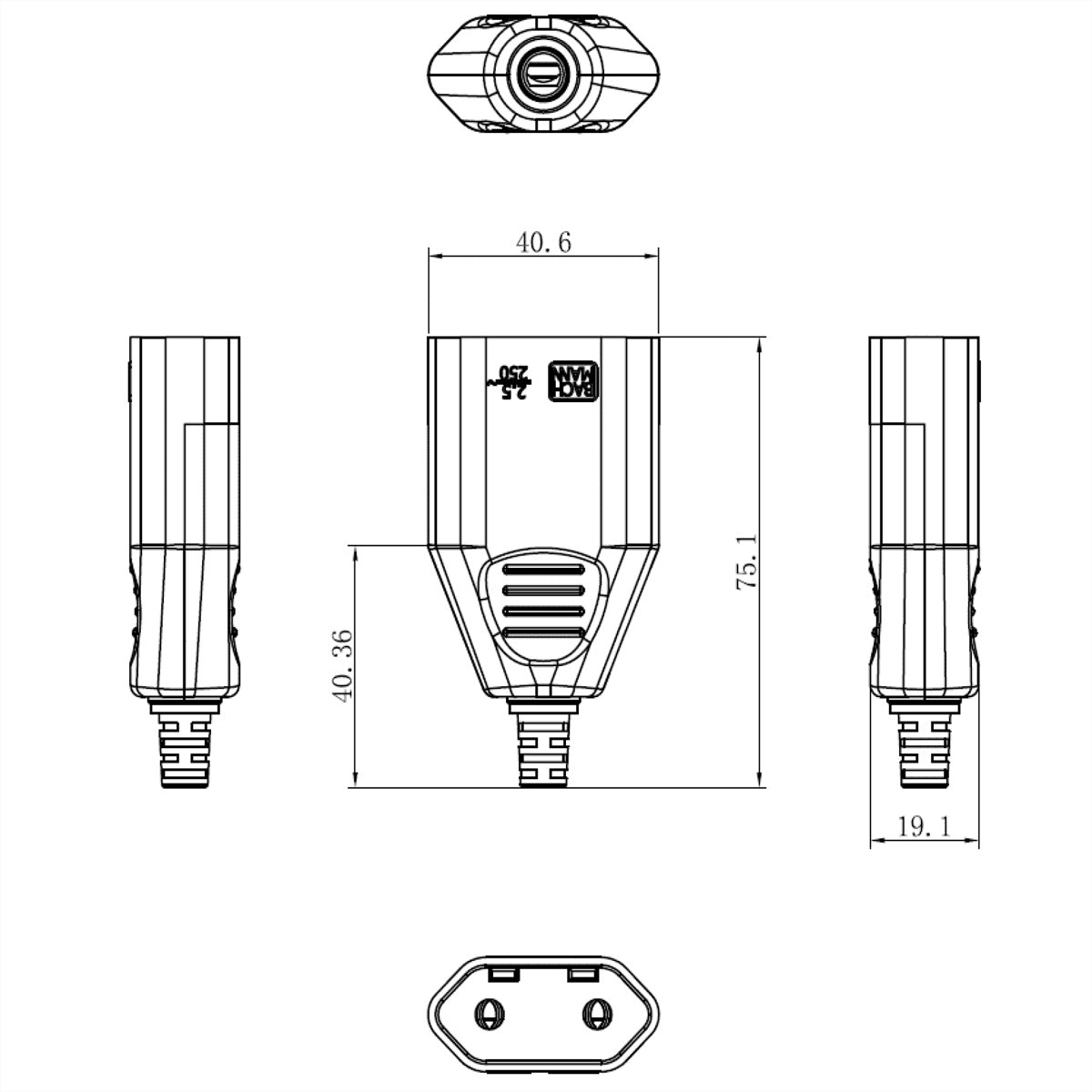 Bachmann Adapterkabel Euroflachkupplung (Schraubanschluss), für H05VV-F 2×0,75 mm², 2,5 A/250 V – weiss