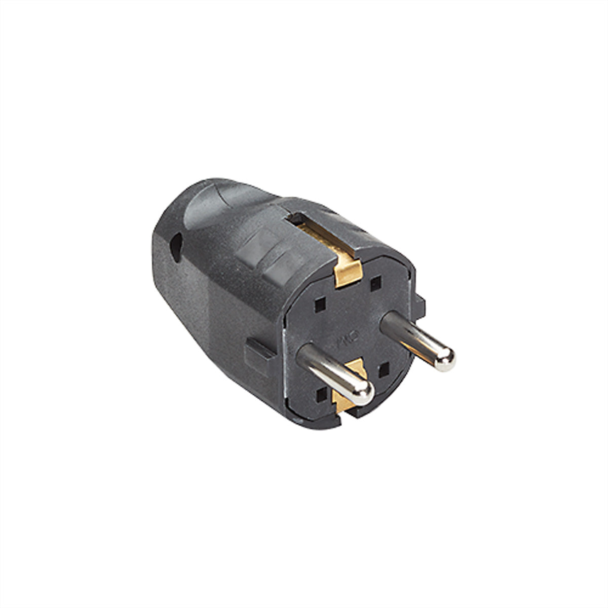 Bachmann Montagestecker, Schutzkontakt CEE 7/7 (Typ E/F), 16 A, IP20 – für Zuleitungen 0,75–1,5 mm² – Schwarz