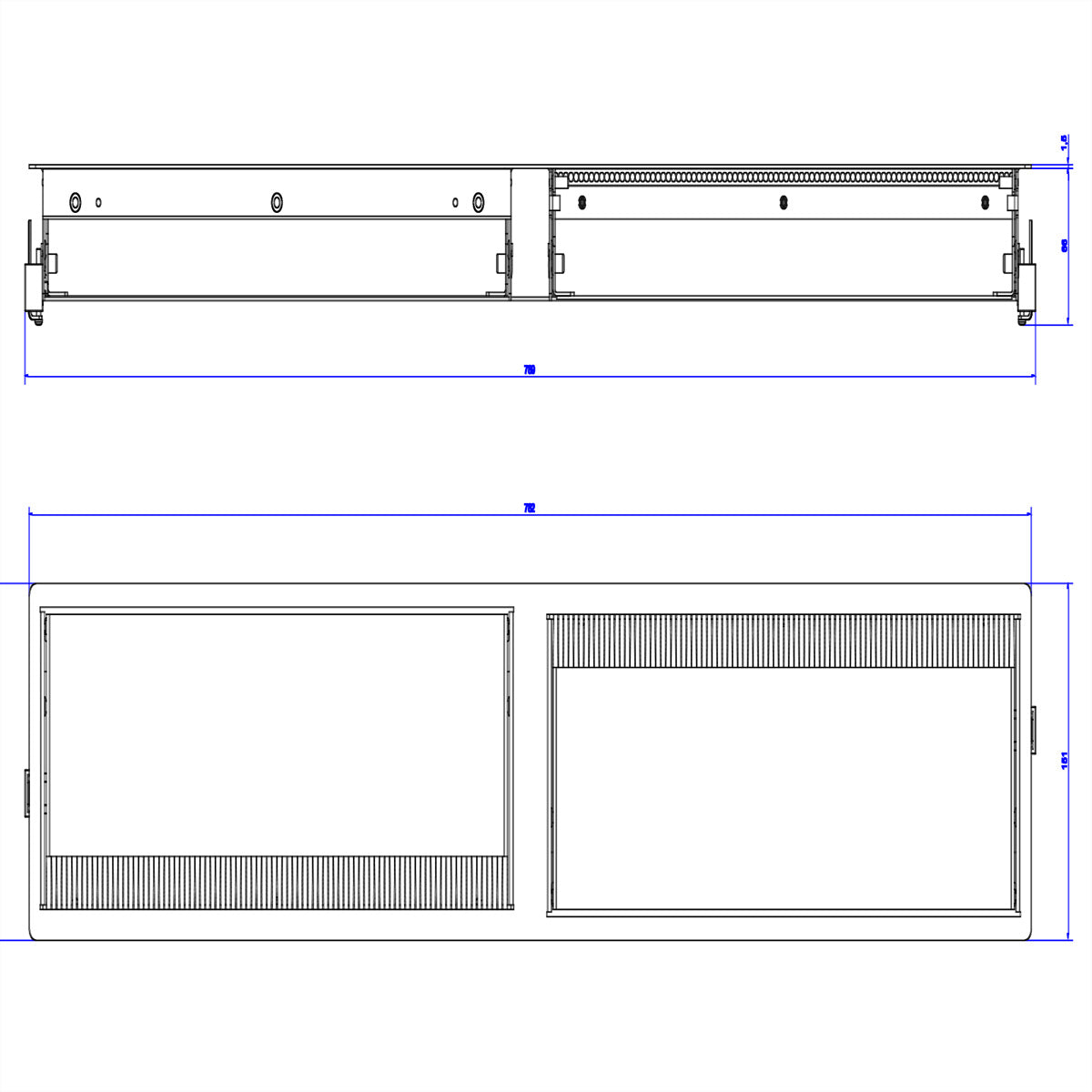 Bachmann CONI DUO Einbausteckdosenleiste, 12-fach, Einbau, 782×151×58 mm – weiss