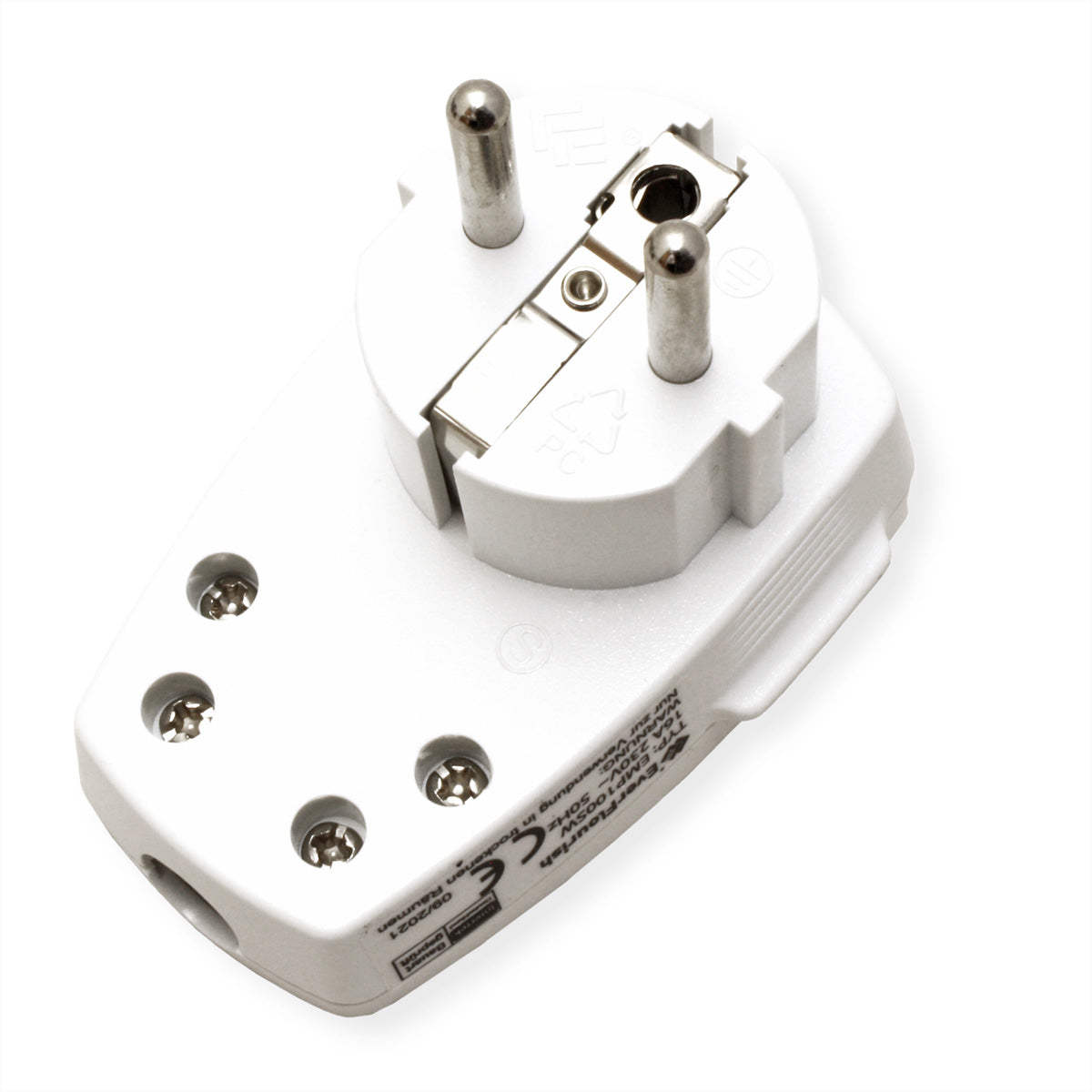 Bachmann Steckdosenleiste mit 2-poligem Wippschalter, Schuko (Typ F) 250 V 16 A, 75×62×45 mm – weiss