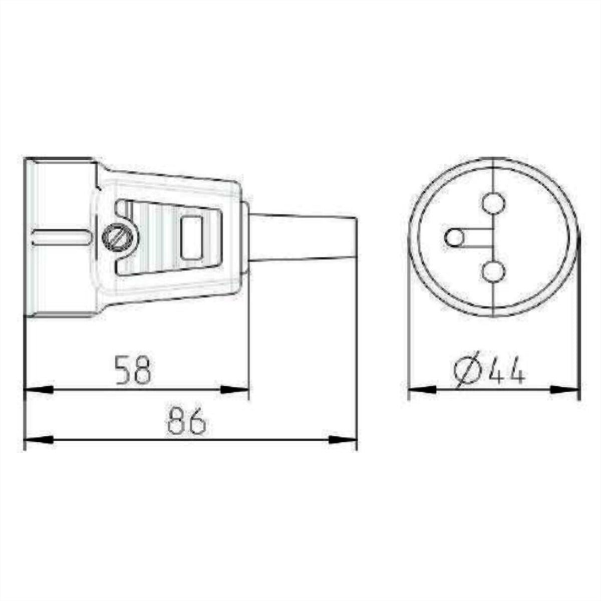 Bachmann Kupplung Typ E (Frankreich) – 16 A/230 V, mit Erdungsstift, schwarz