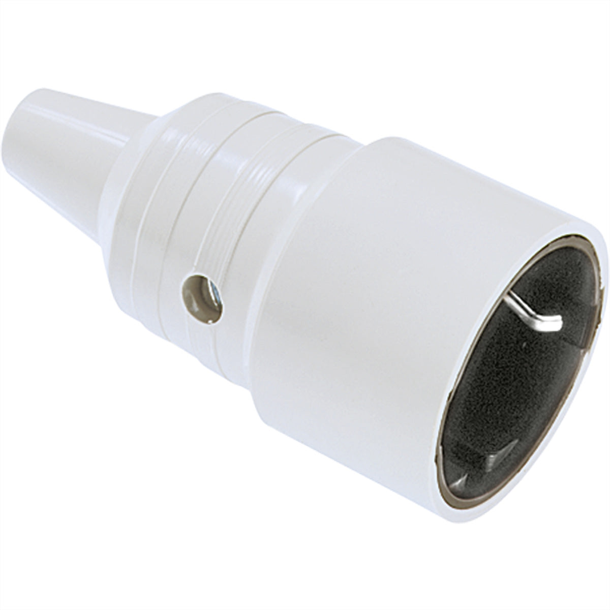 Bachmann Schutzkontaktkupplung, 1×T13, 16 A 250 V, montierbar, Schraubanschluss, Knickschutztülle – grau