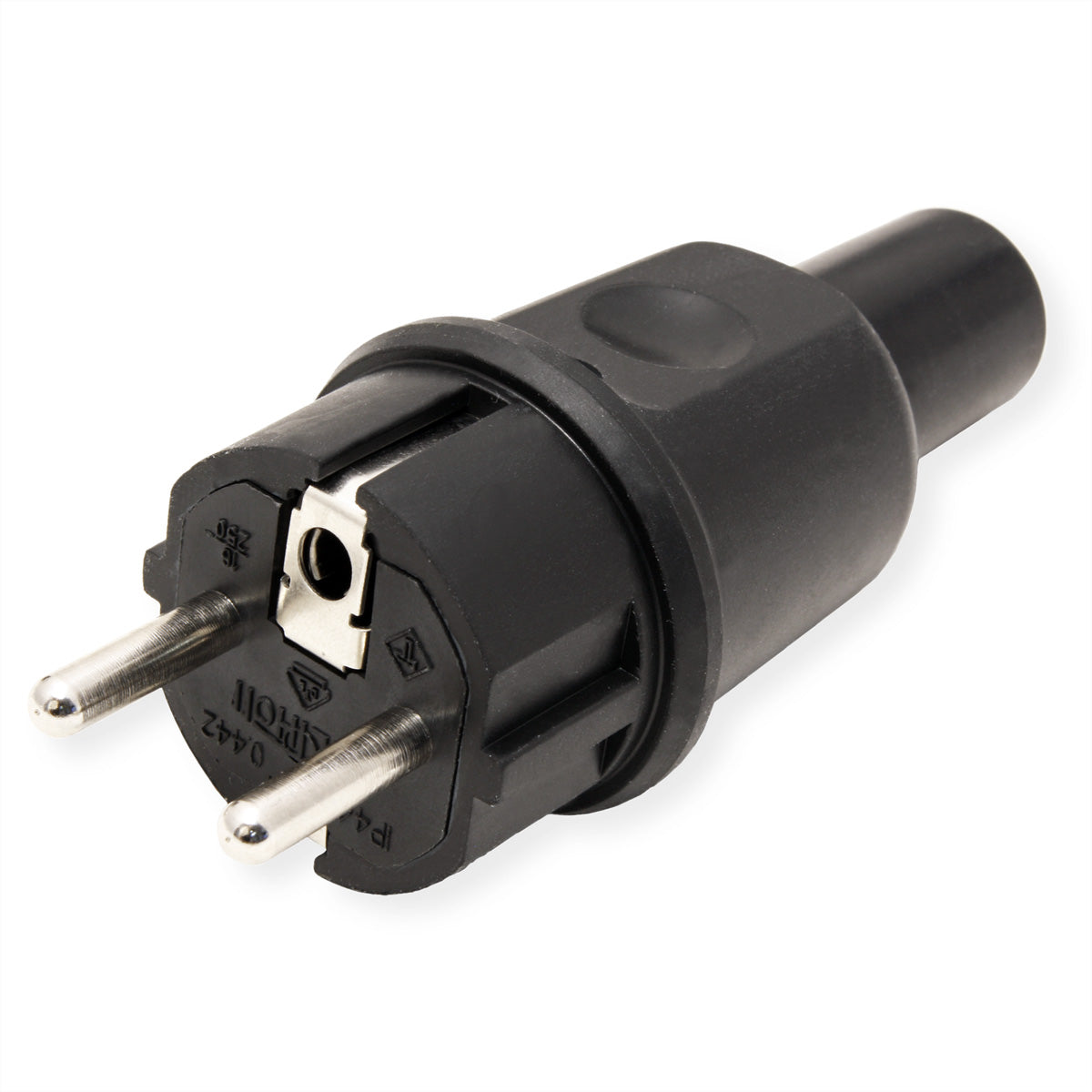 Bachmann Montagestecker, IP44, französisches System, Vollgummi, H07RN-F bis 3×2,5 mm² – schwarz