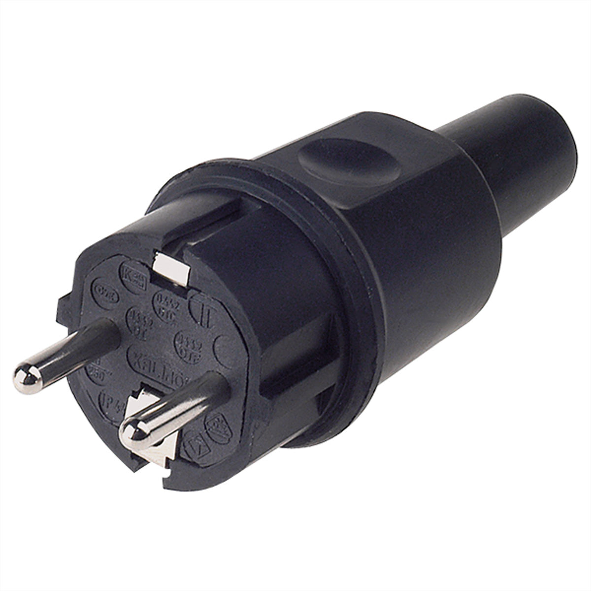 Bachmann Montagestecker, IP44, französisches System, Vollgummi, H07RN-F bis 3×2,5 mm² – schwarz