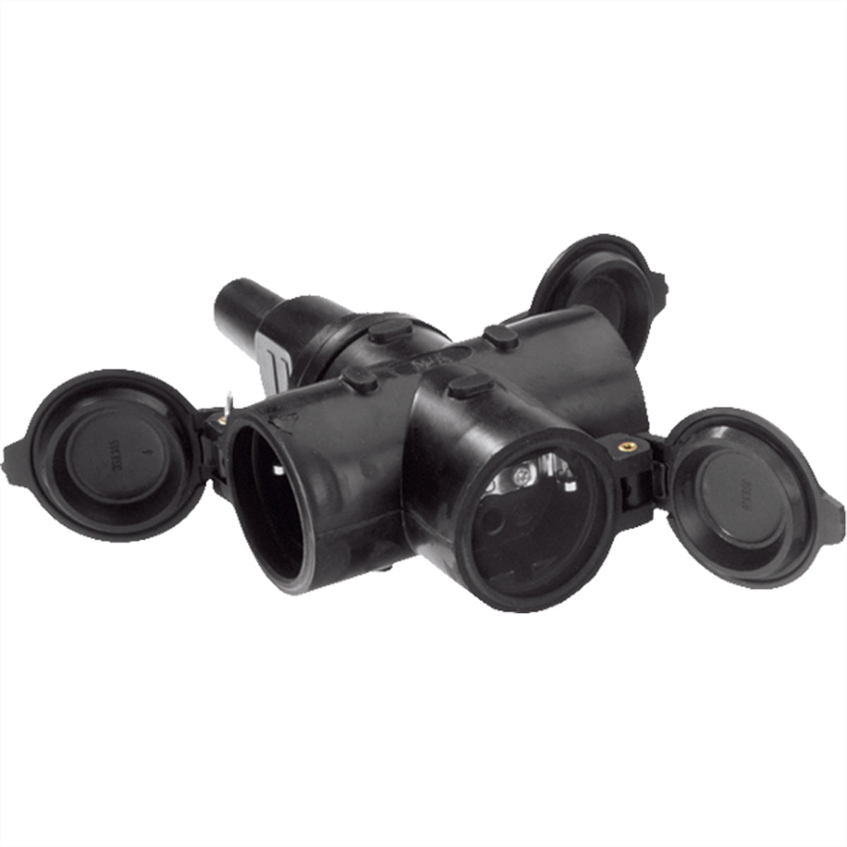 Bachmann Steckdosenleiste, 3×Schuko (Typ F), Vollgummi, montierbar – schwarz