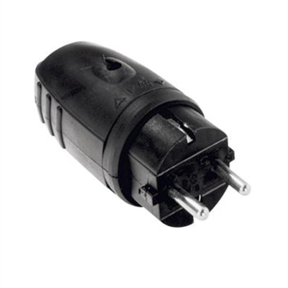Bachmann Montagestecker, IP44, 250 V, 16 A, Gummi-Gehäuse, 44×44×105 mm – Schwarz