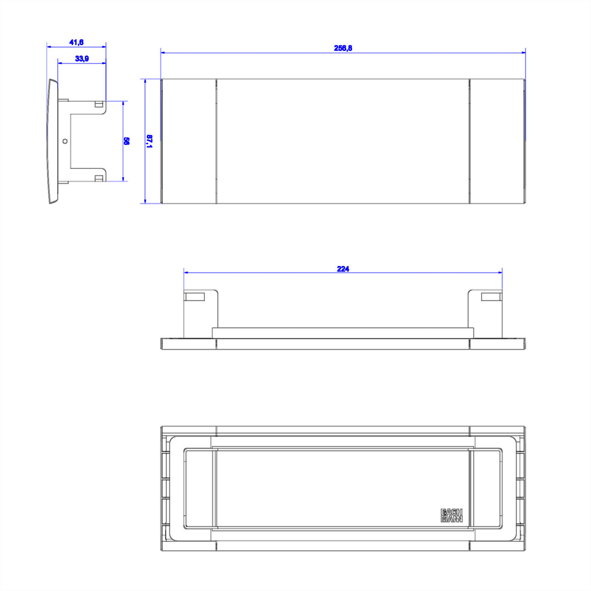 Bachmann Power Frame Cover Einbausteckdosenleiste, 3-fach, Einbau – schwarz