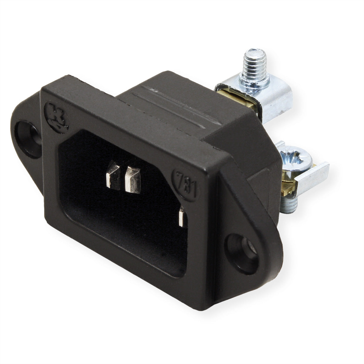 Bachmann Kaltgerätestecker IEC320 C14, 10 A 250 V, Schraubanschluss, 25×30×50 mm – Schwarz
