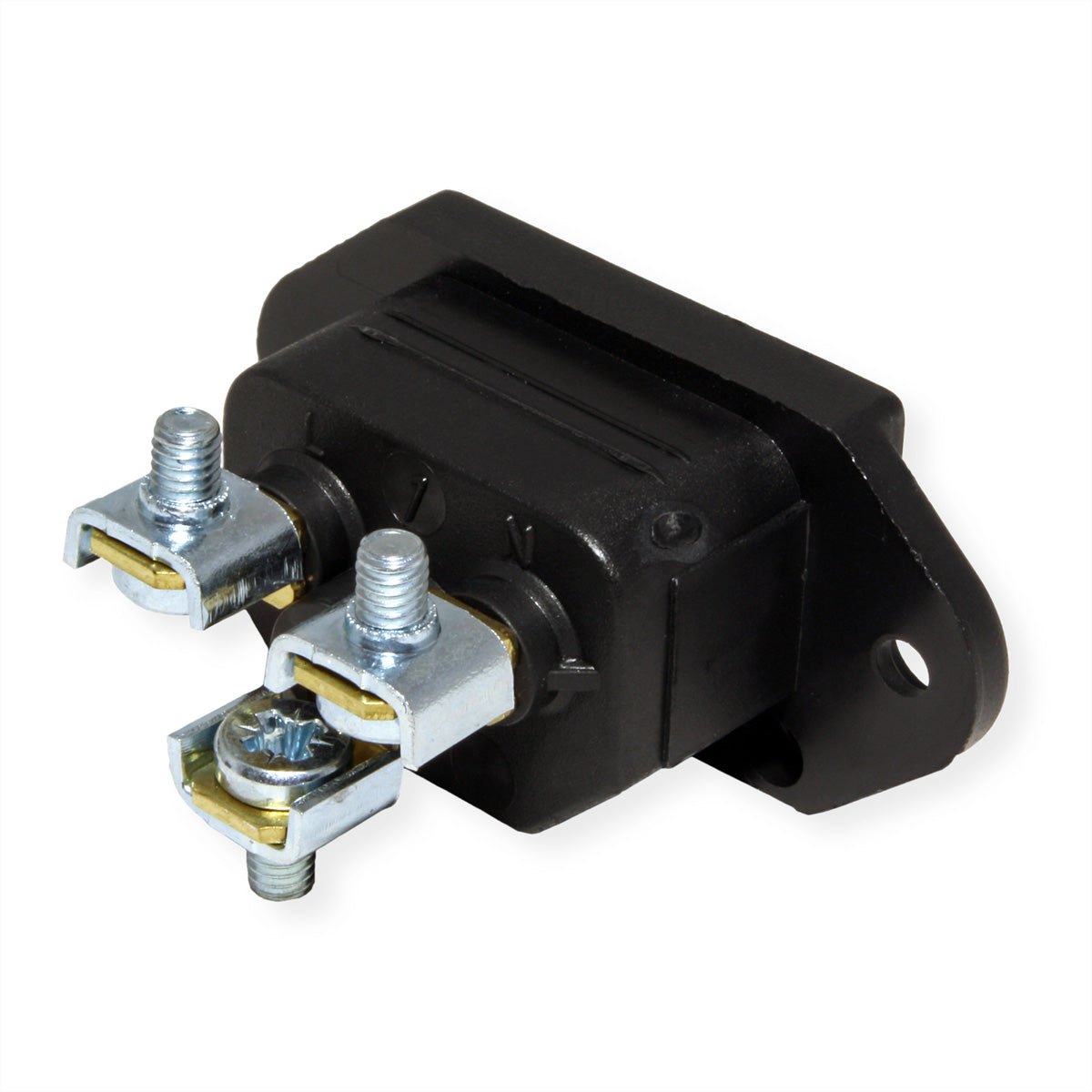 Bachmann Kaltgerätestecker IEC320 C14, 10 A 250 V, Schraubanschluss, 25×30×50 mm – Schwarz