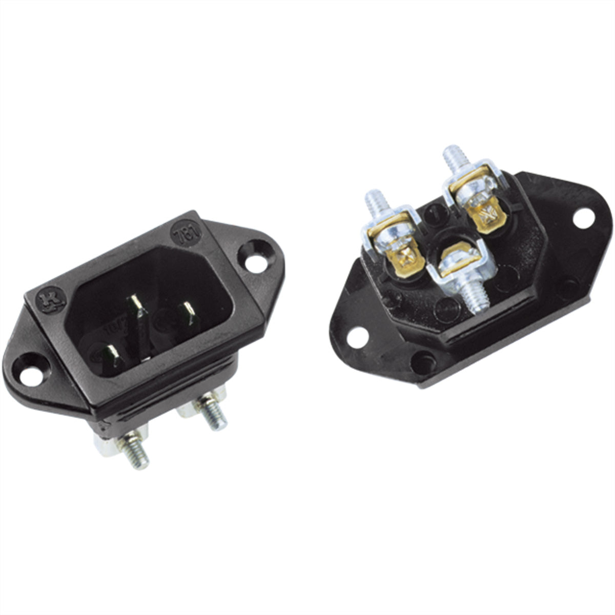 Bachmann Kaltgerätestecker IEC320 C14, 10 A 250 V, Schraubanschluss, 25×30×50 mm – Schwarz