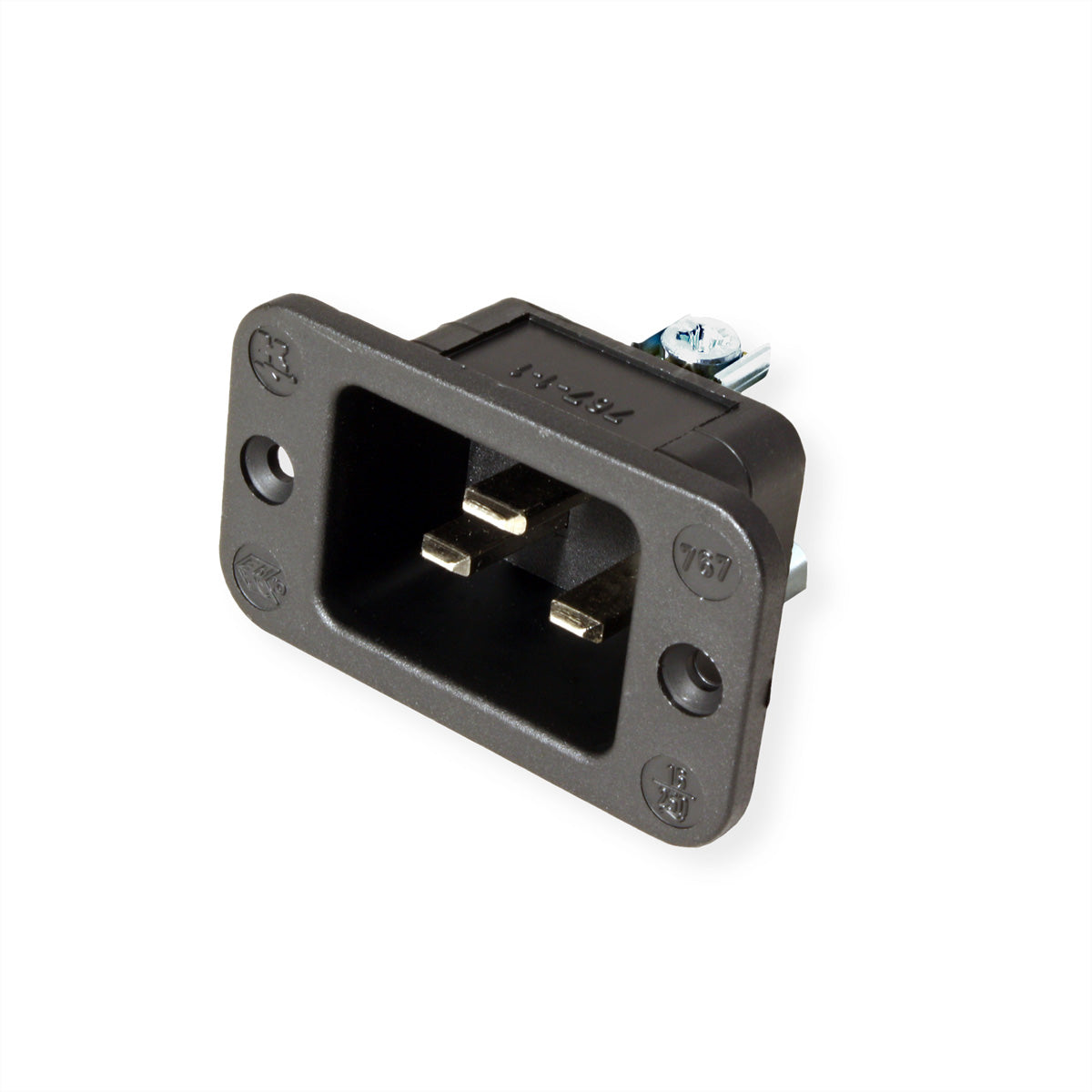 Bachmann Kaltgeräteeinbaustecker IEC320 C20 – 16 A, 250 V, Thermoplast, Schraubanschluss, Schwarz