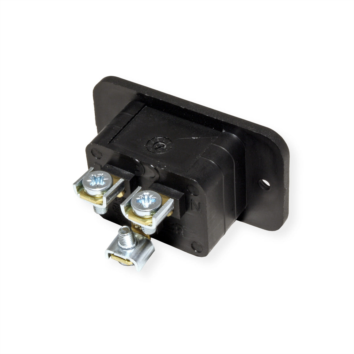 Bachmann Kaltgeräteeinbaustecker IEC320 C20 – 16 A, 250 V, Thermoplast, Schraubanschluss, Schwarz