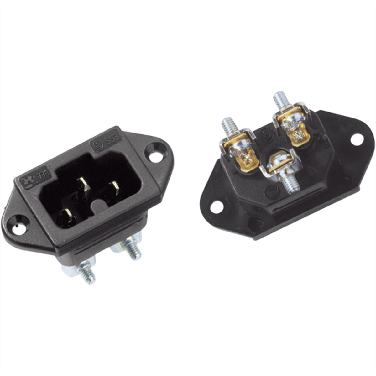Bachmann Montagestecker, IEC320 C15A/C16A, 155°C, Schraubanschlüsse, 35×22×48 mm – Schwarz