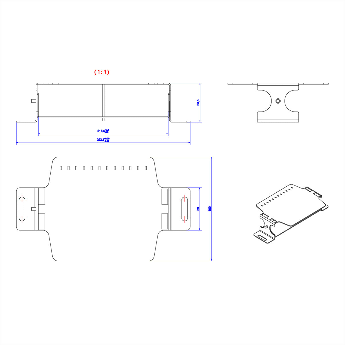 Bachmann Consolidation Point Halterung 3-fach, Stahl, 300×170×70 mm – Schwarz