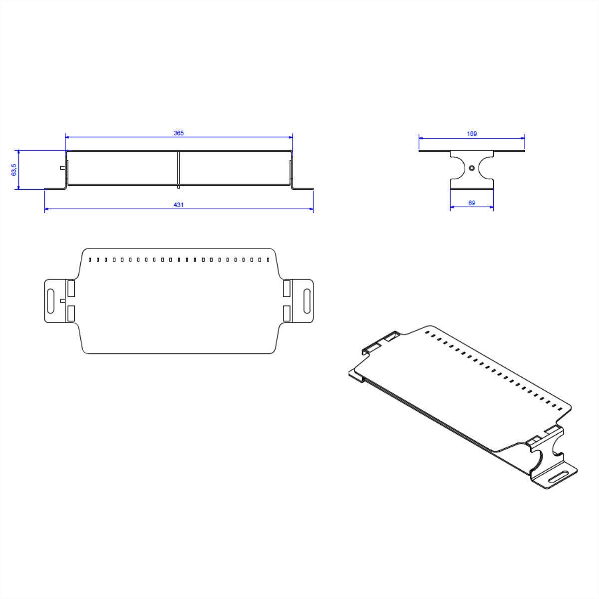 Bachmann Consolidation Point Halterung, 6-fach, Stahl, 440×180×80 mm – schwarz