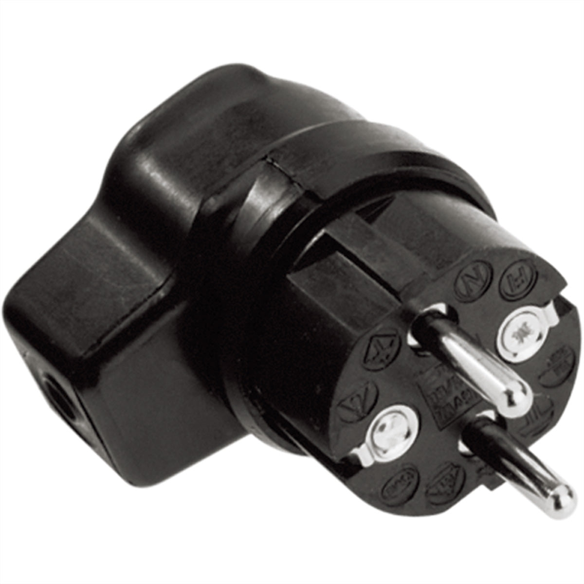 Bachmann Montagestecker, Vollgummi-Winkelstecker, Schutzkontakt, IP44, 16 A 250 V, 55×50×75 mm – Schwarz