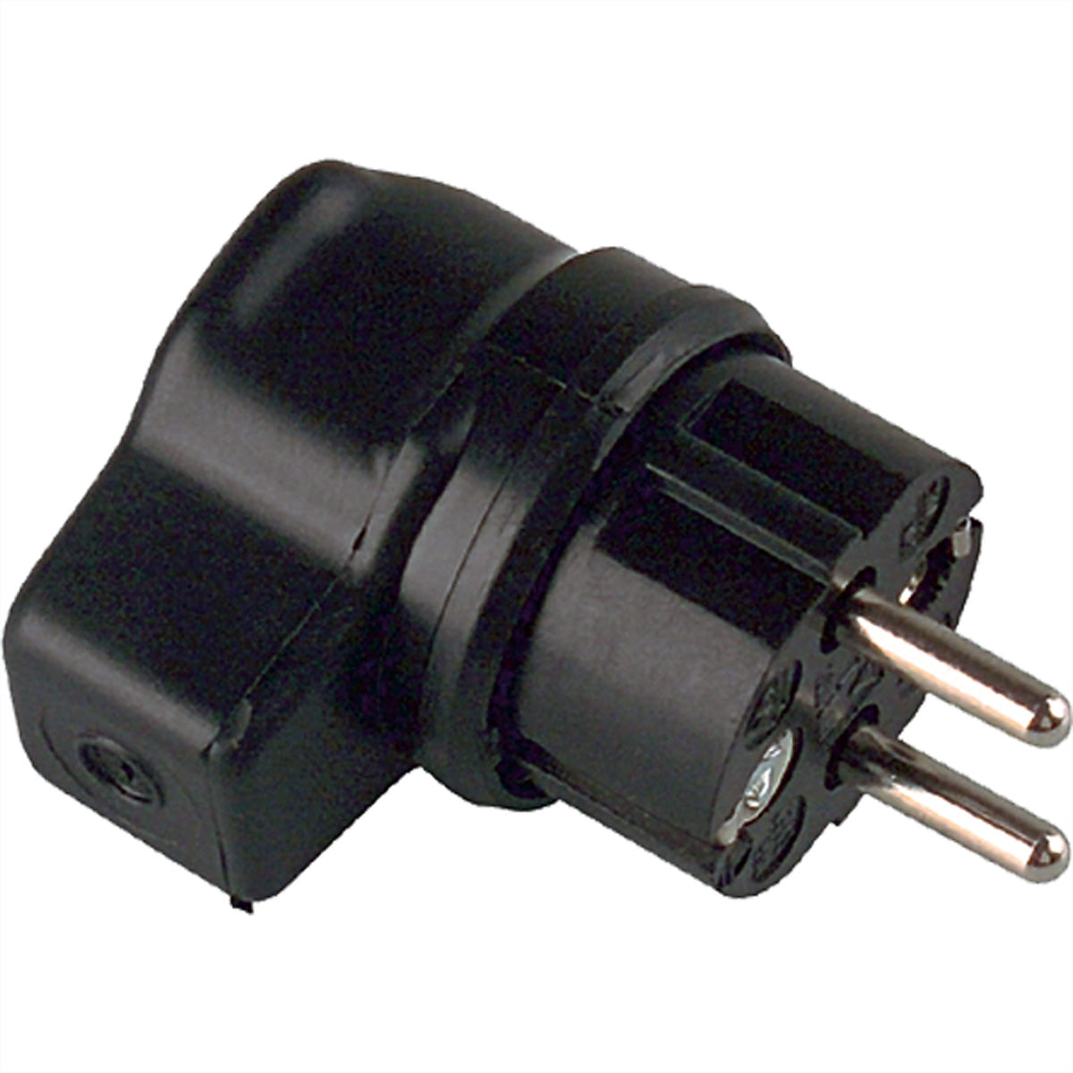 Bachmann Montagestecker, IP44, Vollgummi-Winkelstecker – für belgische/französische Steckdosen (B/F) – Schwarz