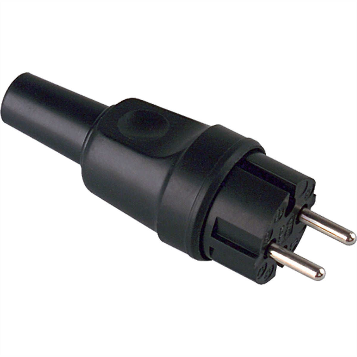 Bachmann Montagestecker, Vollgummi, 2P, 16 A, 250 V, ohne Schutzkontakt, 100×100×40 mm – schwarz