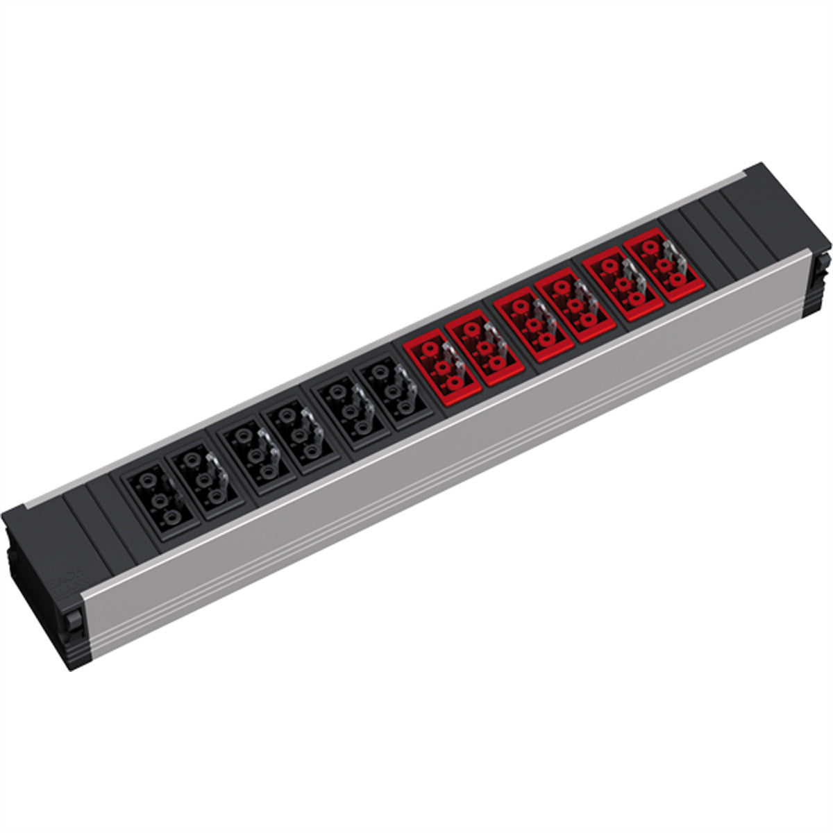 Bachmann Steckdosenleiste, 6×GST18 + 6×GST18, Eingang 2×GST18 (weiblich), inkl. Beschriftungsstreifen 15×35 mm