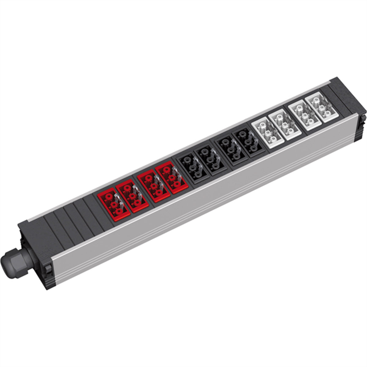 Bachmann Steckdosenleiste, 12×Wieland GST18, Eingang Wiederanschlussklemme 5-polig – schwarz