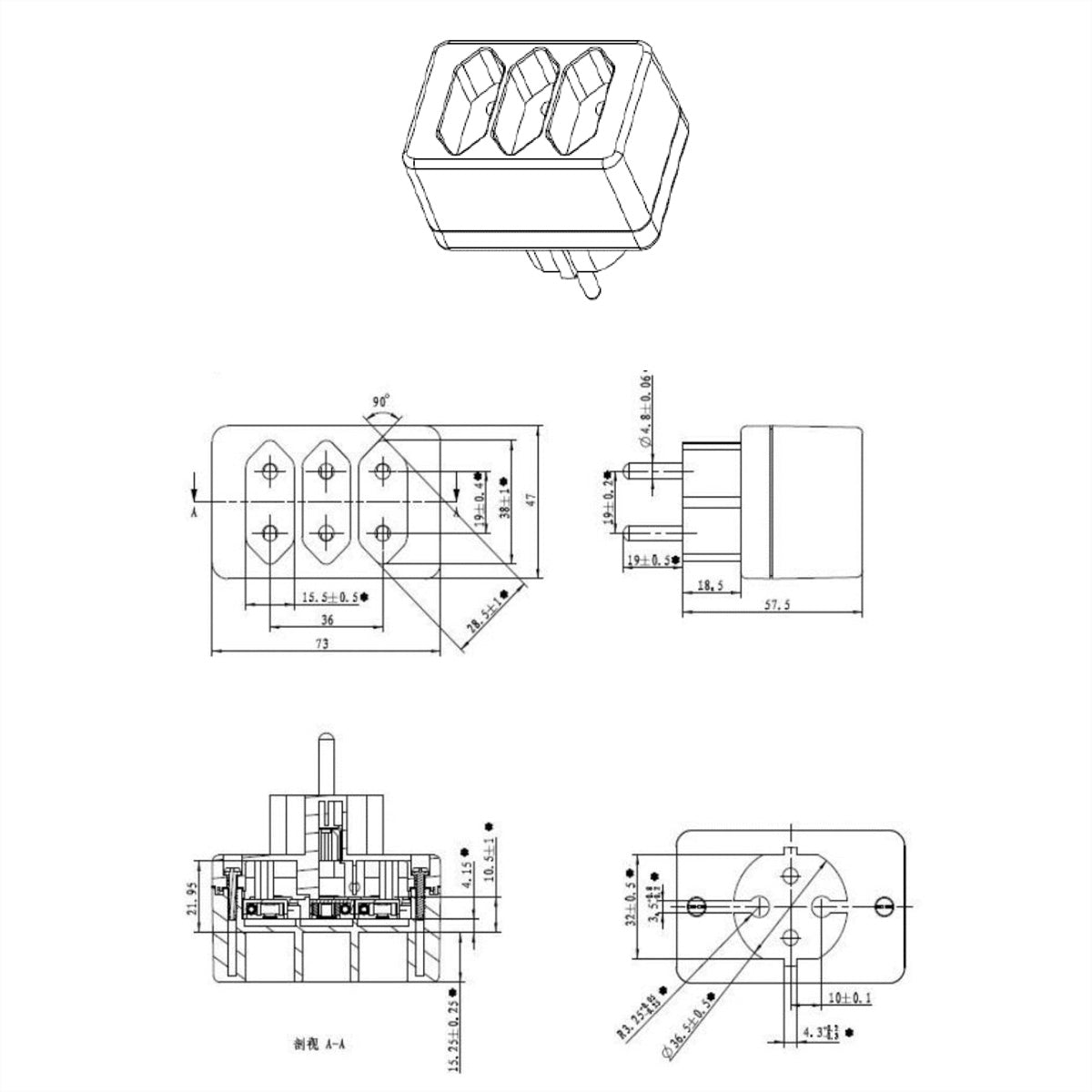 Bachmann Steckdosenleiste – 3×Eurostecker (CEE 7/16)