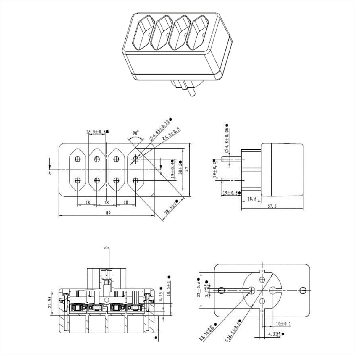 Bachmann Steckdosenleiste – 4×Eurostecker, 2,5 A/230 V