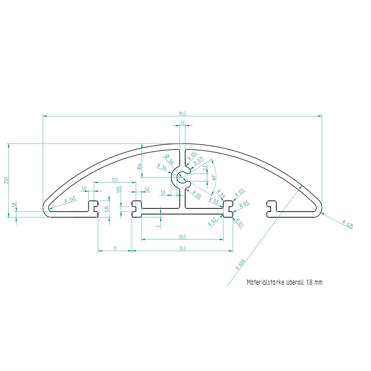 Bachmann Wandkanal – 90×25 mm – 1,1 m – Aluminium – Silber