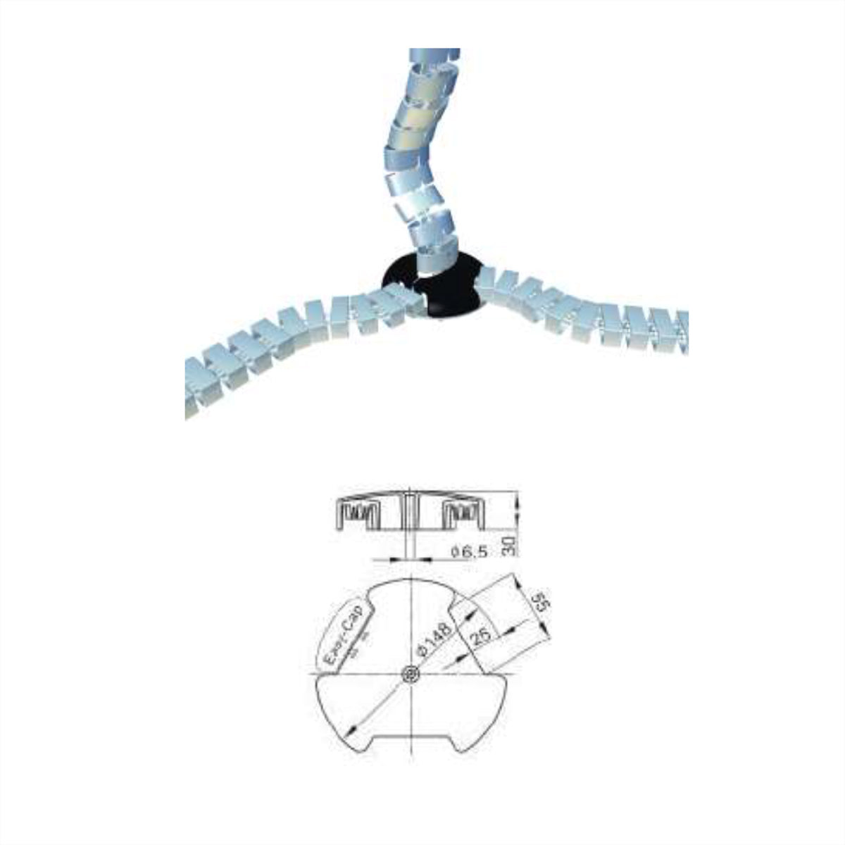 Bachmann Easy Switch Kabelschlange – 170 × 170 × 35 mm – Polypropylen – Grau