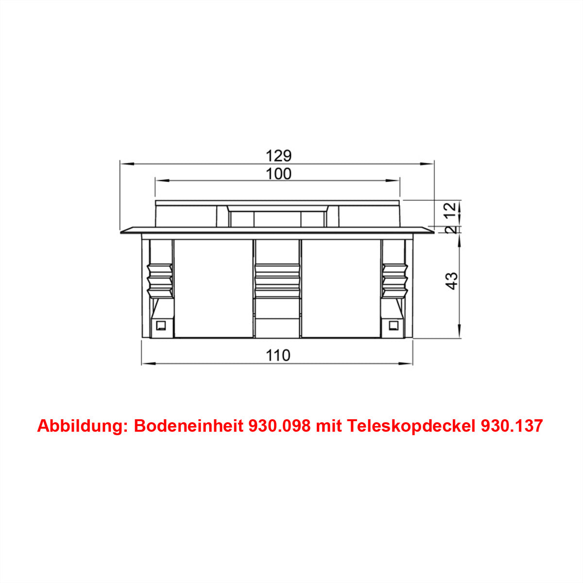 Bachmann Steckdoseneinheit – Bodeneinheit, Schwarz, 50×100×10 mm