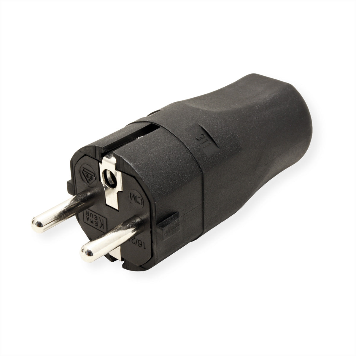 Bachmann Montagestecker, CEE 7/7 2-polig mit Schutzkontakt, 250 V 16 A, Kunststoff, 40×95×40 mm – schwarz