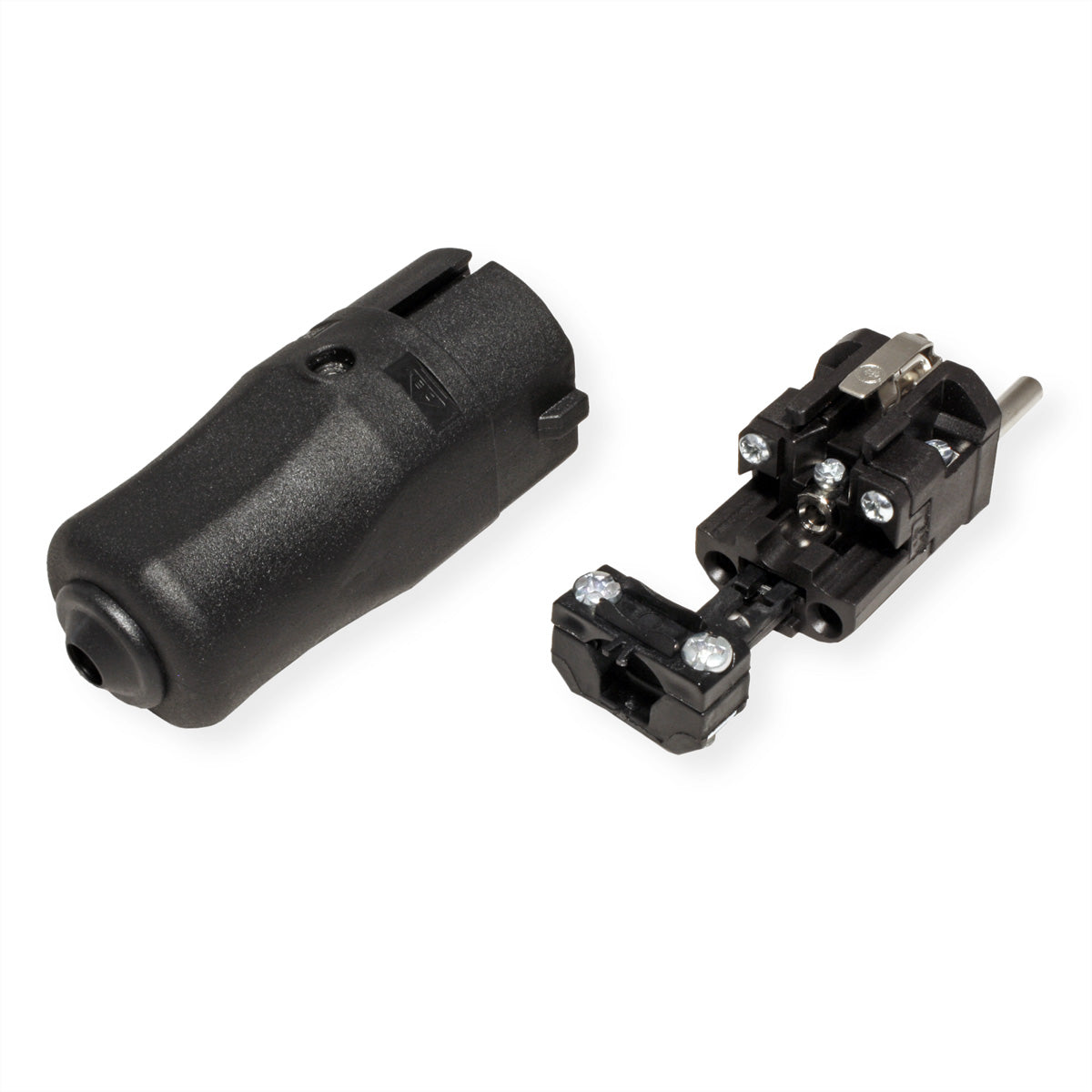 Bachmann Montagestecker, CEE 7/7 2-polig mit Schutzkontakt, 250 V 16 A, Kunststoff, 40×95×40 mm – schwarz