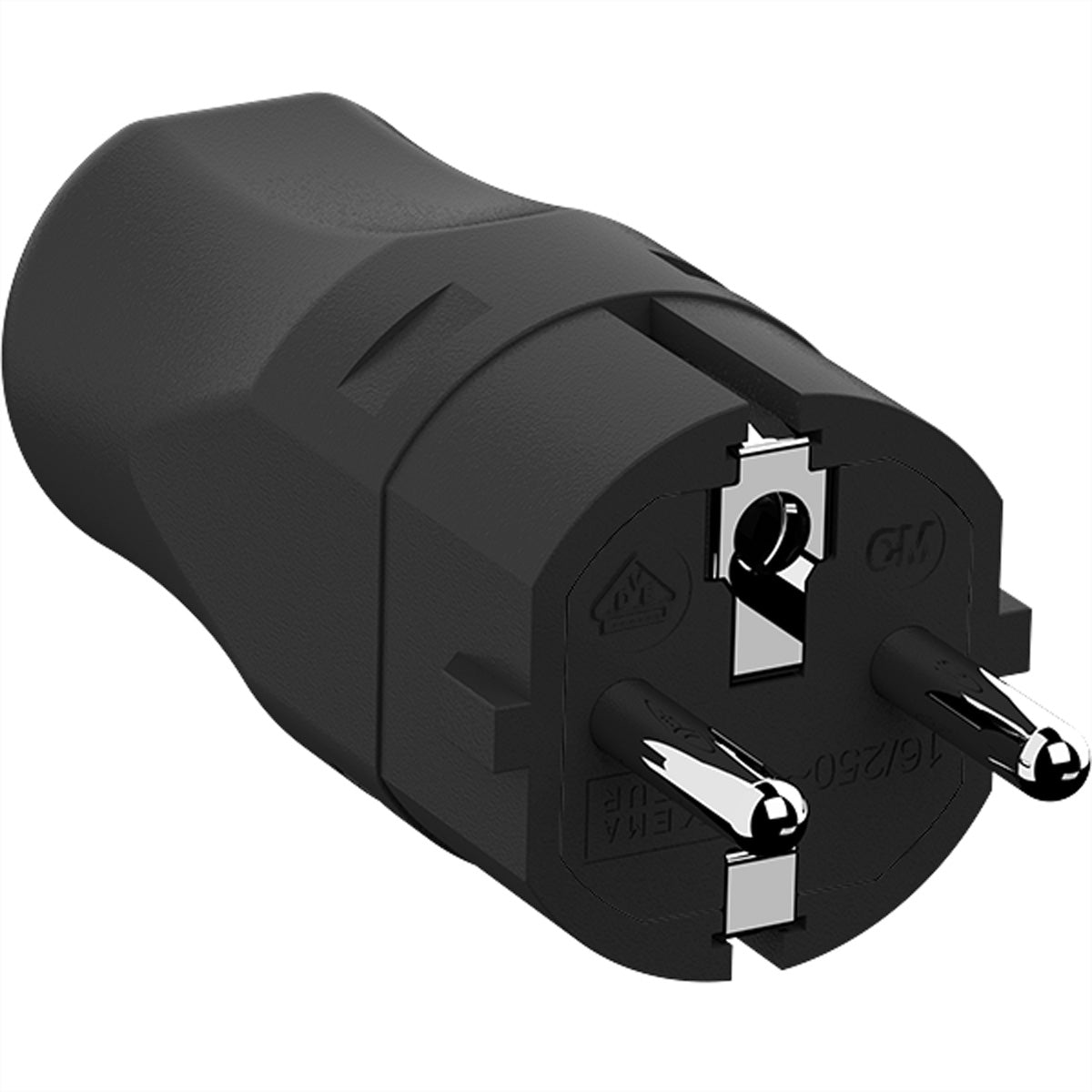 Bachmann Montagestecker, CEE 7/7 2-polig mit Schutzkontakt, 250 V 16 A, Kunststoff, 40×95×40 mm – schwarz