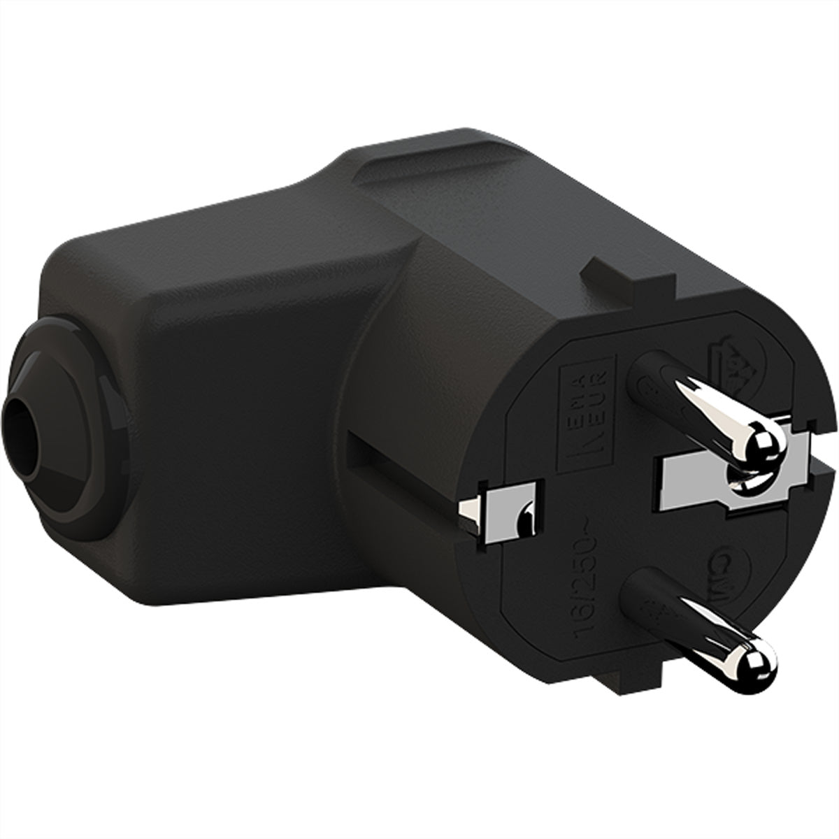 Bachmann Montage-Winkelstecker – Schuko (Typ E/F), 16 A/250 V, 2-polig, schwarz