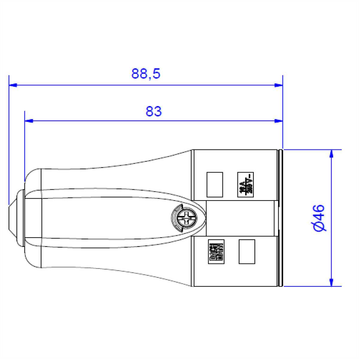 Bachmann Montagekupplung, 1×T13 (CEE 7/3), 16 A 250 V, 88,5×46×49 mm – schwarz