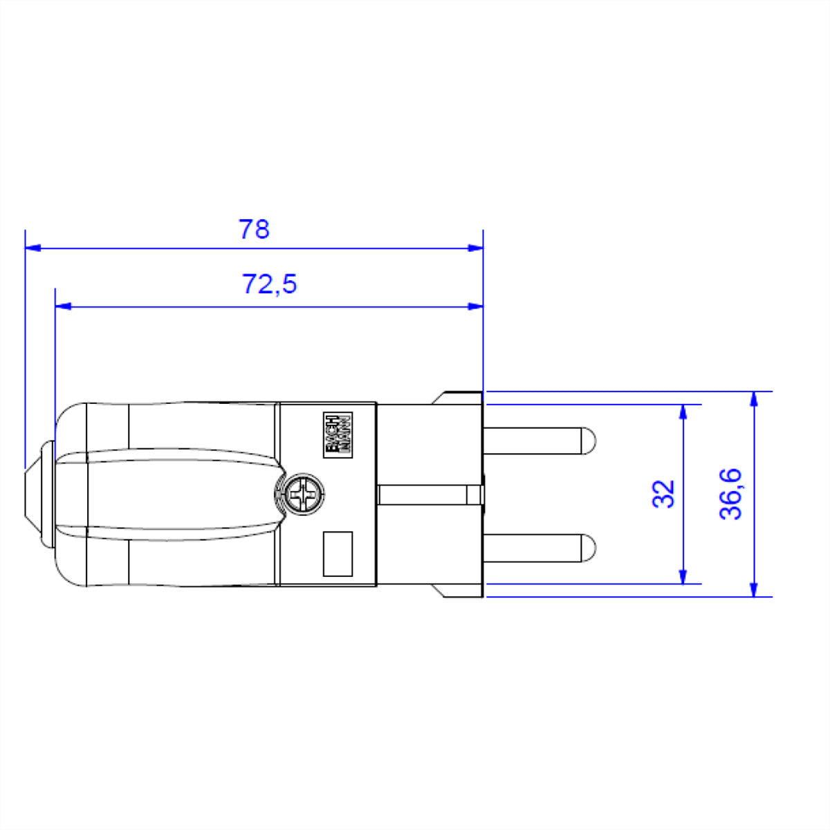 Bachmann Montagestecker, CEE 7/7 (Typ F), 16 A 250 V, 78×36,6×38 mm – weiss