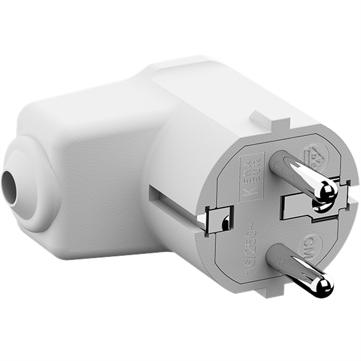 Bachmann Montage-Winkelstecker, Schuko (Typ F), 16 A 250 V, 65×60×40 mm – weiss