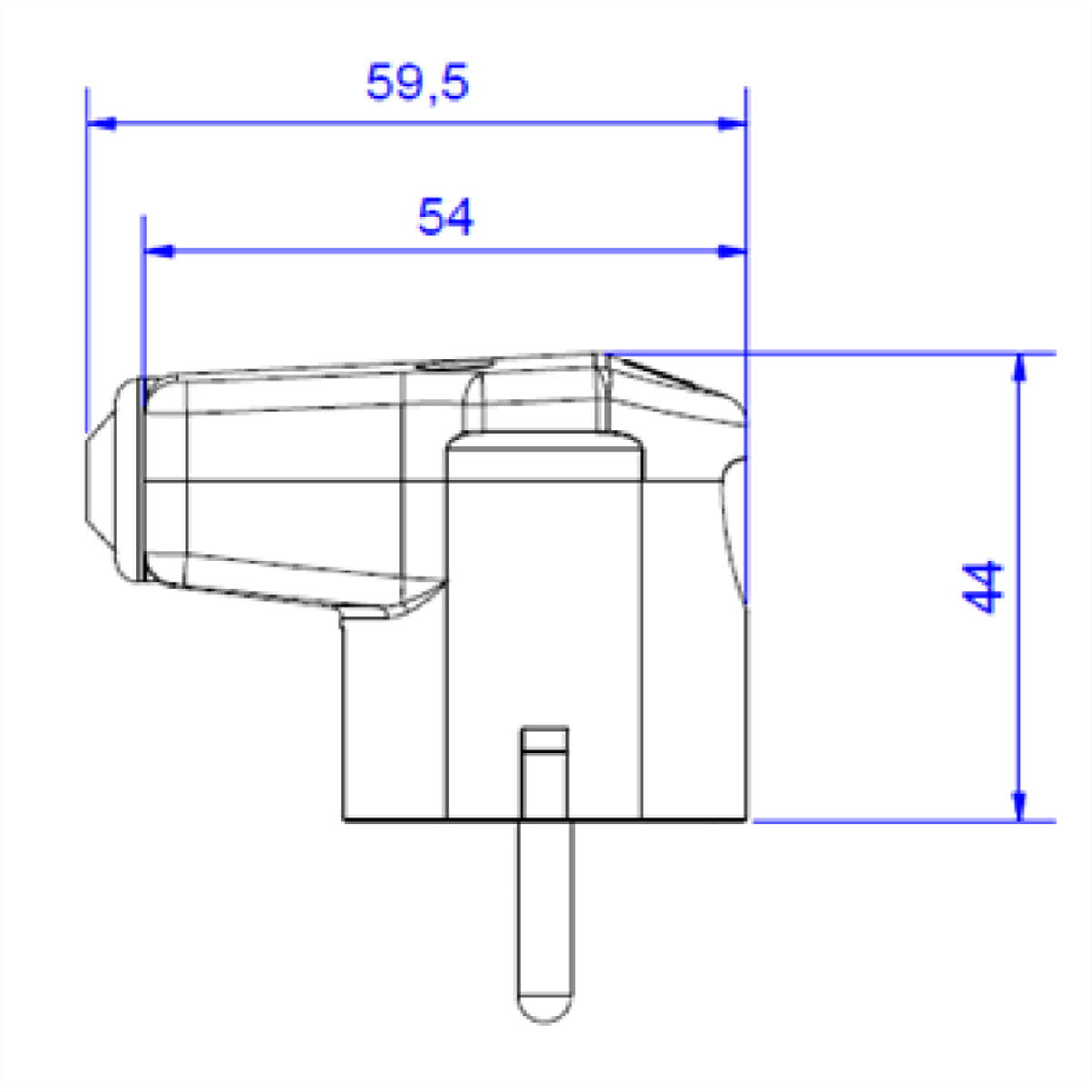 Bachmann Montage-Winkelstecker, Schuko (Typ F), 16 A 250 V, 65×60×40 mm – weiss
