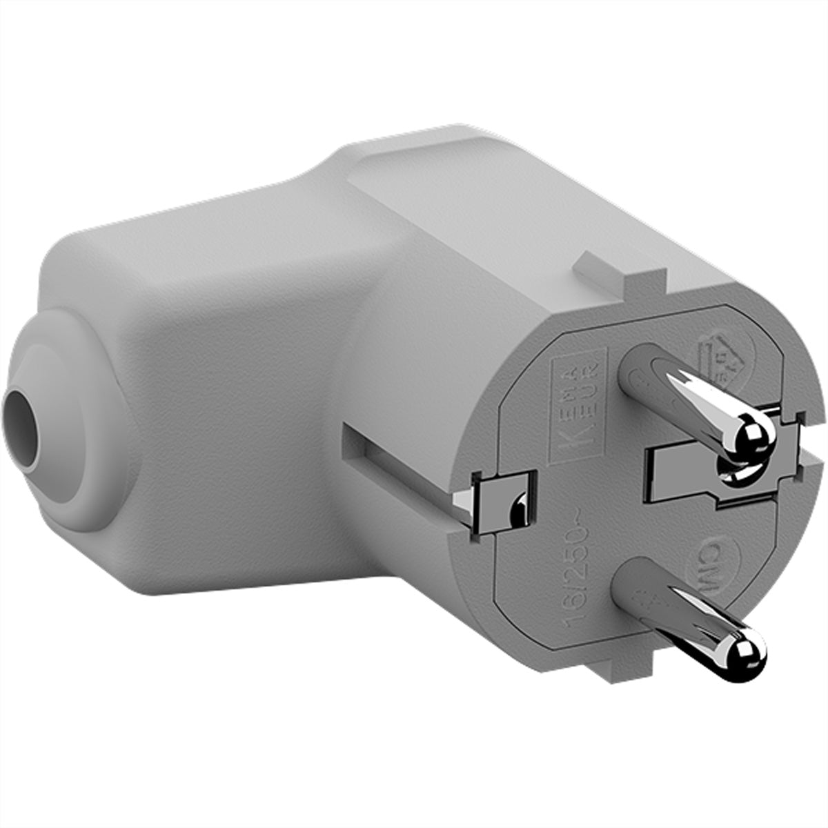 Bachmann Montage-Winkelstecker, 16 A 250 V, Stecker CEE 7/7 (Typ F), 59,5×36,6×44 mm – grau