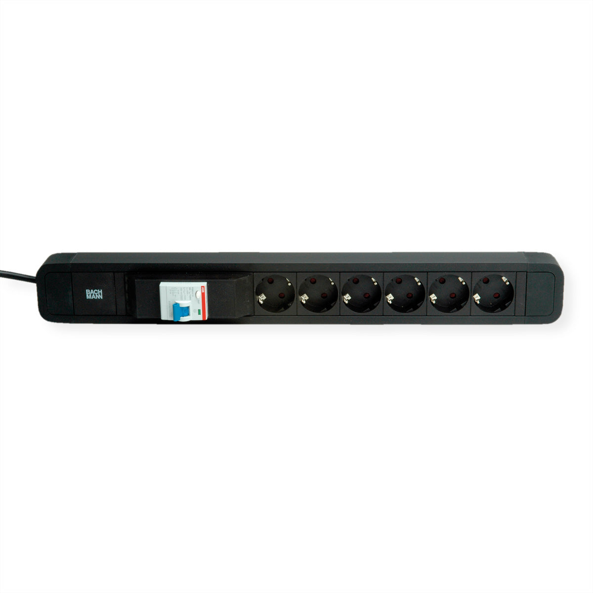 Bachmann PRIMO 2 Steckdosenleiste, 6×T13, mit Schalter, 2 m – Schwarz