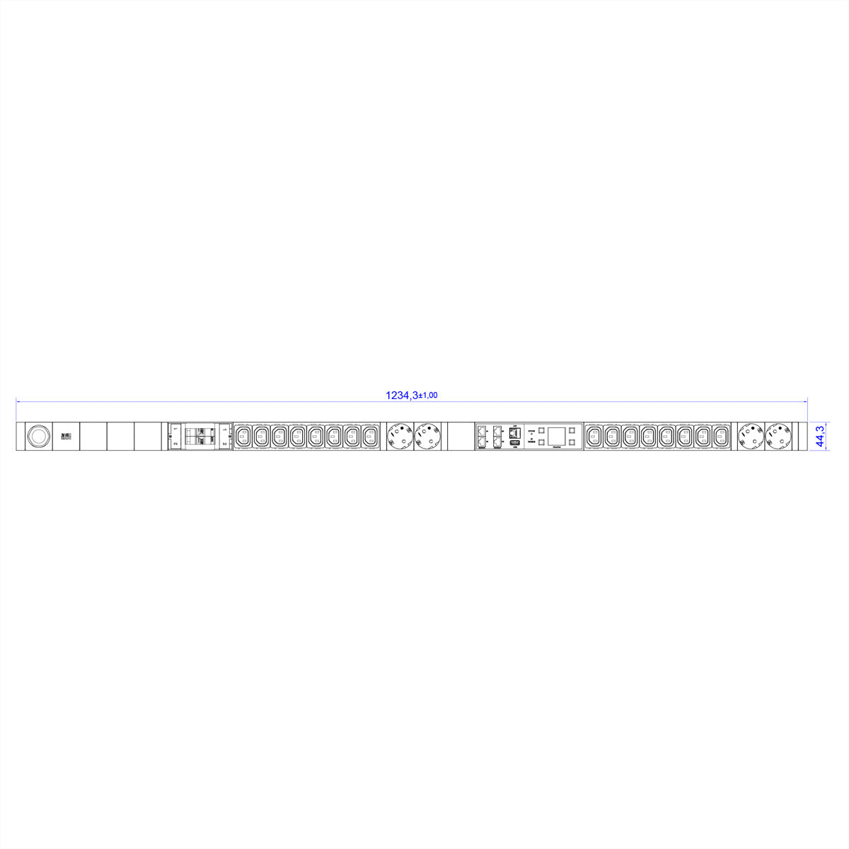 Bachmann Rack-PDU – Überwacht, 1-ph, 32 A 230 V, 16×C13 + 4×Schuko, CEE 32 A, 3 m