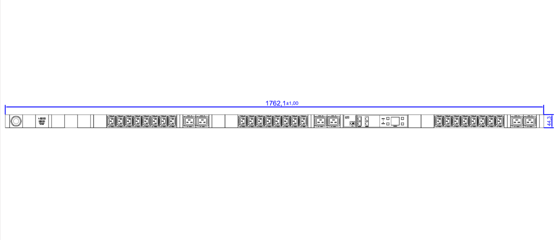 Bachmann Steckdosenleiste (24×C13 + 6×C19), 3 m, Eingang CEE 16-3 (3-phasig) – schwarz/rot
