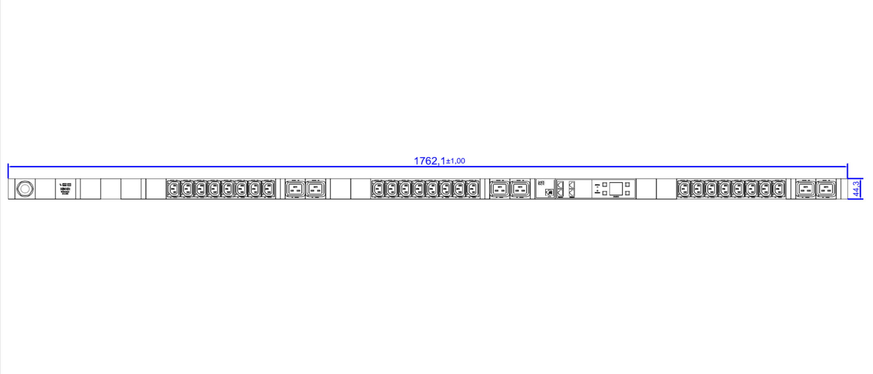 Bachmann Steckdosenleiste (24×C13 + 6×C19), 3 m, Eingang CEE 16-3 (3-phasig) – schwarz/rot