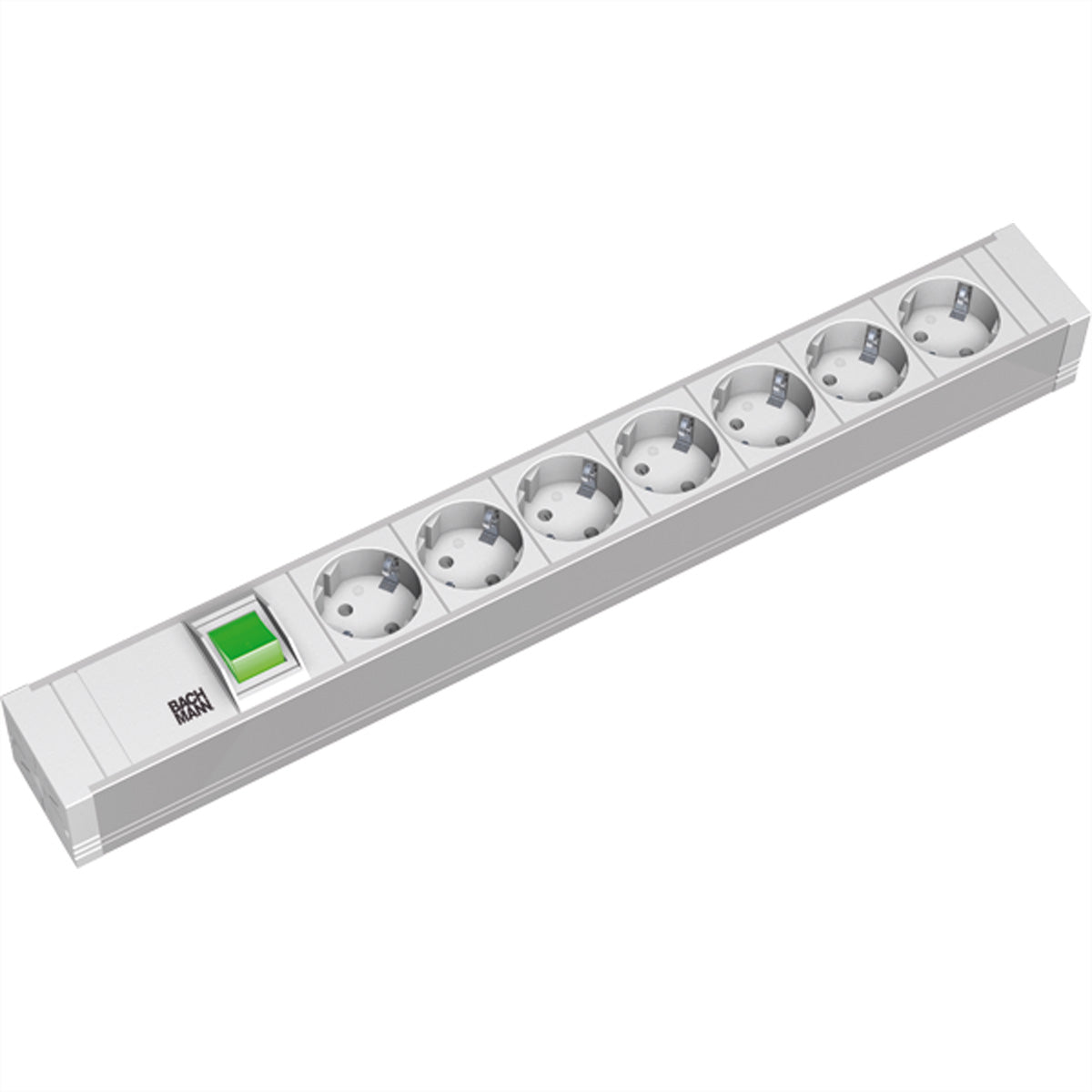 Bachmann 19" Rack-Steckdosenleiste 7× Schutzkontakt (CEE 7/3) – Schalter, Winkelstecker CEE 7/7, 2,0 m