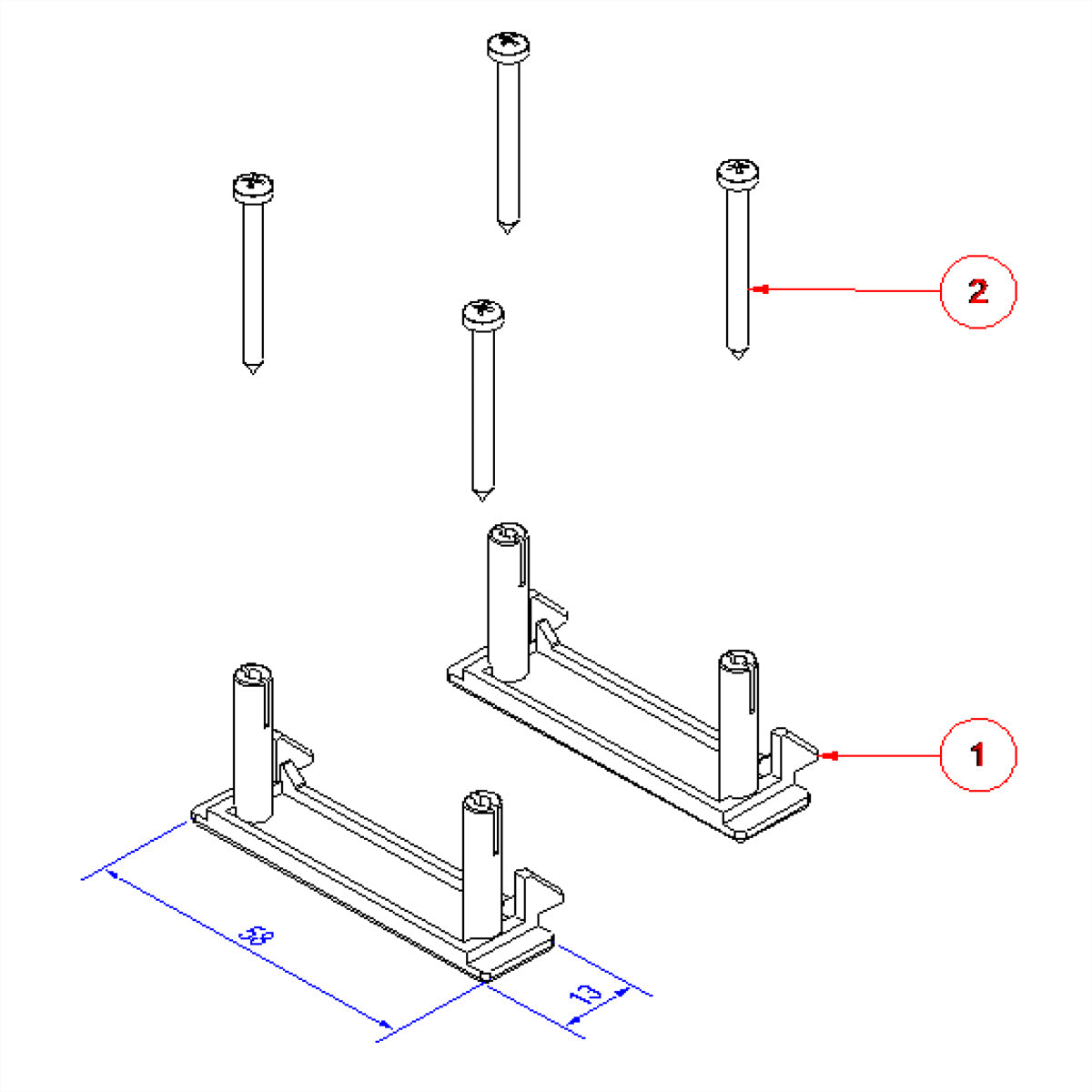 Bachmann Kabel-Clip, Schrauben enthalten, Set 2 Stk. – für Bachmann STEP BASE/STEP ALU – schwarz