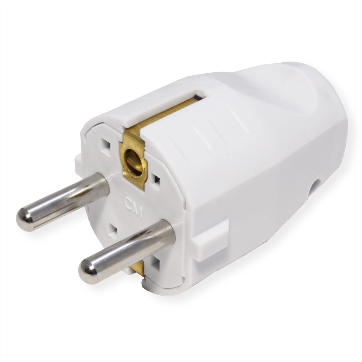 Bachmann Montagestecker, CEE 7/7 (Typ E/F), für Zuleitungen H03VV-F/H05VV-F 3G, 0,75–1,5 mm² – weiss
