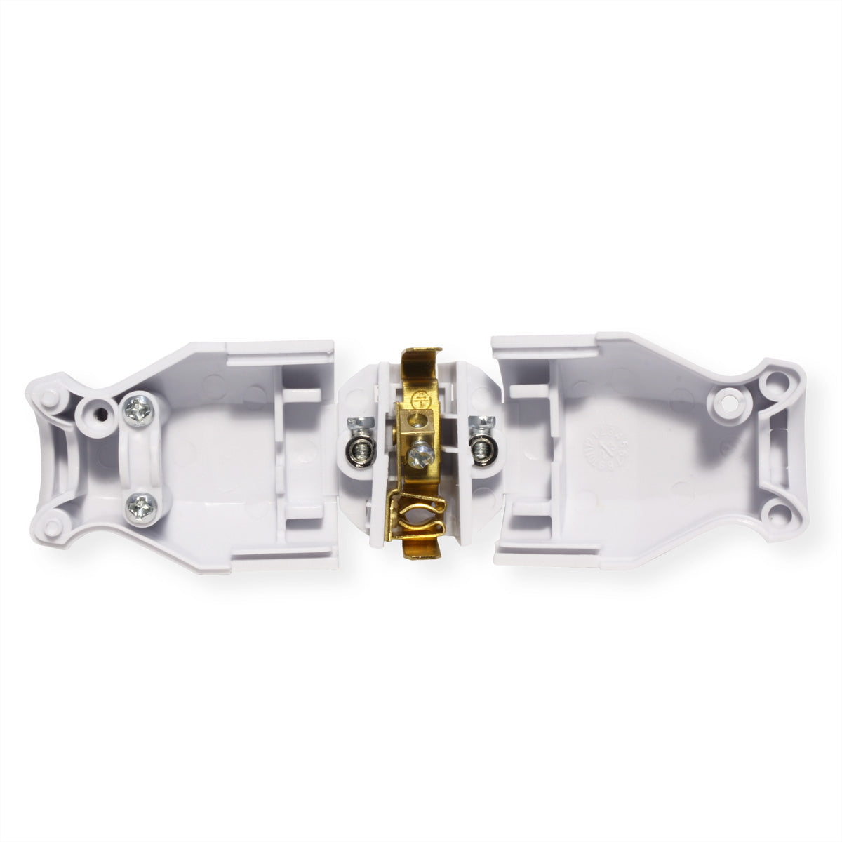 Bachmann Montagestecker, CEE 7/7 (Typ E/F), für Zuleitungen H03VV-F/H05VV-F 3G, 0,75–1,5 mm² – weiss