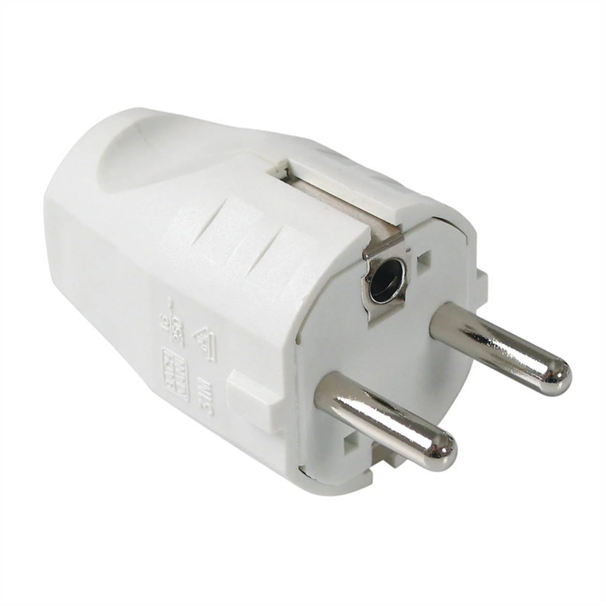 Bachmann Montagestecker, CEE 7/7 (Typ E/F), für Zuleitungen H03VV-F/H05VV-F 3G, 0,75–1,5 mm² – weiss