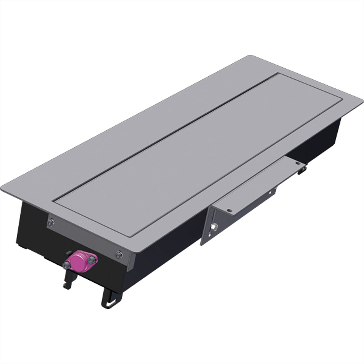 BACHMANN TOP FRAME Steckdoseneinheit – 8-fach, Auftisch/Einbau, RAL 9006 Deckel, Gehäuse schwarz, 162×523×110