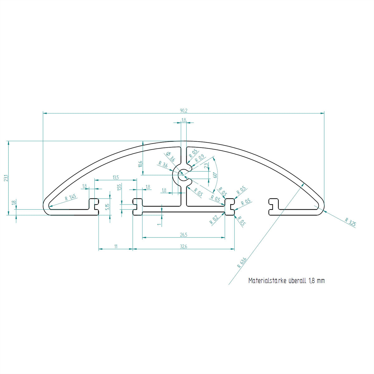 Bachmann Wandkanal – 100×30 mm – 1 m – Aluminium – Silber